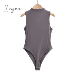 Ingvn - Summer Outfits For Women Elegant Bodysuit Sexy Bodycon Bodysuits Black Sleeveless One Piece