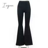 Ingvn - Summer Outfits Grunge 90S Urban Style Boot Cut Pants High Waist Black Vintage Skinny