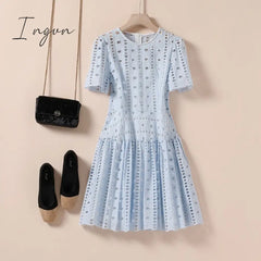 Ingvn - Summer Outfits High Quality Hollow White Lace Two - Piece Dress Zomerjurk Dames High -