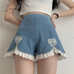 Ingvn - Summer Outfits Trends Cute Lolita Girls Denim Shorts Japanese Sweet High Waist Lace