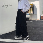 Ingvn - Summer Outfits Trends Women’s Cargo Pants Corduroy Wide Leg Pocket Jogger Trousers Autumn
