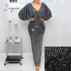 Ingvn - Summer Sexy Club Luxury Gray Party Women Long Pencil Dresses Tunic High Waist Backless