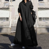 Ingvn - Summer Stylish Women Vintage Long Sleeve Loose Sundress Casual Maxi Dress Kaftan Femme