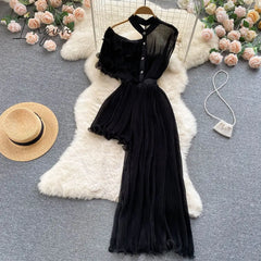 Ingvn - Summer Women Sexy Irregular Dress Elegant Female Ruffle Off Shoulder Slim High Waist