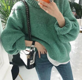 Ingvn - Sweater Women Autumn Winter Solid O Neck Pullover Sweaters Korean Style Knitted Long Sleeve