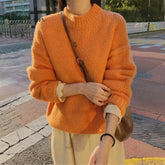Ingvn - Sweater Women Autumn Winter Solid O Neck Pullover Sweaters Korean Style Knitted Long Sleeve