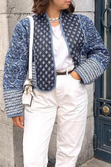 Ingvn - Sweet British Style Print Patchwork Cardigan Collar Outerwear Outerwear/Blazer & Suits