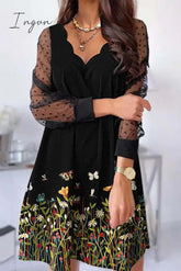 Ingvn - Sweet Elegant Floral Lace V Neck A Line Dresses(5 Colors) Dresses/Lace Dresses