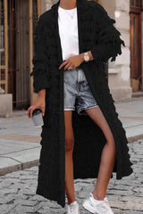 Ingvn - Sweet Solid Tassel Patchwork Cardigan Collar Outerwear Outerwear/Knitted Jacket