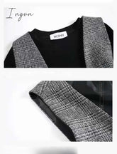 Ingvn - Teenage Girls Clothing Set 12 13 14 Years Spring Plaid Vest T - Shirts Pants 3Pcs Suit For