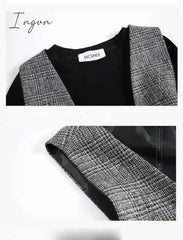 Ingvn - Teenage Girls Clothing Set 12 13 14 Years Spring Plaid Vest T - Shirts Pants 3Pcs Suit For