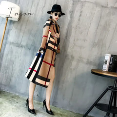 Ingvn - Thickened Autumn And Winter New Women’s Lapels In The Long Simple Color Matching Retro
