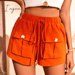 Ingvn - Tie Waist Cargo Shorts Orange / S