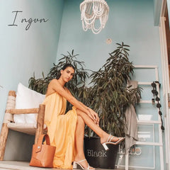 Ingvn - Tmustobe Sexy Sleeveless Solid Color Elegant Long Dress Women Summer Casual Fashion Plus