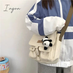Ingvn - Top Canvas Bag Youth Ladies Messenger Female Students Handbags Shoulder Solid Color Letter