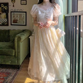 Ingvn - Top Quality Elegant Princess Dress Women Vintage Lace - Up Party Long Fairy Dresses For