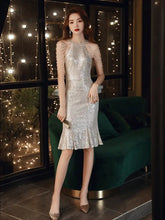 Ingvn - Trends High Quality Elegant Off Shoulder Beaded Sequin Evening Dress Women Sliver Party