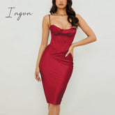 Ingvn - Trends High Quality Giyu Night Clubwear Party Satin White Dresses Women Summer Sexy Bodycon