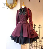 Ingvn - Trends High Quality Medieval Renaissance Sweet Lolita Dress Vintage Falbala Bowknot Waist