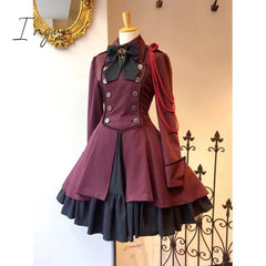 Ingvn - Trends High Quality Medieval Renaissance Sweet Lolita Dress Vintage Falbala Bowknot Waist