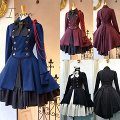 Ingvn - Trends High Quality Medieval Renaissance Sweet Lolita Dress Vintage Falbala Bowknot Waist