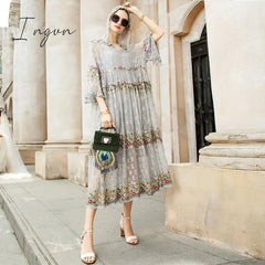 Ingvn - Trends High Quality New Summer Brand Fashion Women High - End Luxury Vintage Sexy Slim