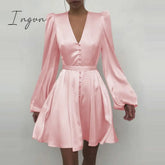 Ingvn - Trends High Quality Spring New Women Sexy V Neck Letters Print Fashion Short Dresses Casual