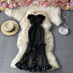 Ingvn - Trends High Quality Women Spaghetti Strap Sexy Dress Strapless Bodycon Slim Red Dinner