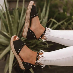 Ingvn - Trendy The Hartley Espadrille Sandals Black / 5