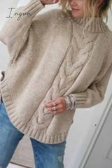 Ingvn - Turtleneck Loose Knitted Pullover Jumper Sweater(3 Colors) Tops