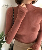 Ingvn - Turtleneck Ruched Women Sweater High Elastic Solid Fall Winter Fashion Slim Sexy Knitted