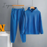 Ingvn - Two Piece Set Casual Fleece Tracksuit Women Winter Women’s Sets Oversized Hooded Long