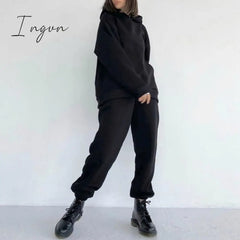Ingvn - Two Piece Set Casual Fleece Tracksuit Women Winter Women’s Sets Oversized Hooded Long