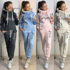 Ingvn - Two Piece Sets Casual Tracksuit Women Hooded Pullover Hoodies And Pants Suit Outfits Female