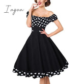 Ingvn - Vintage Dress New Women Dress + Cape Retro Rockabilly 50S Style Two Piece Black Elegant