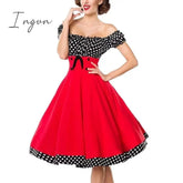 Ingvn - Vintage Dress New Women Dress + Cape Retro Rockabilly 50S Style Two Piece Black Elegant