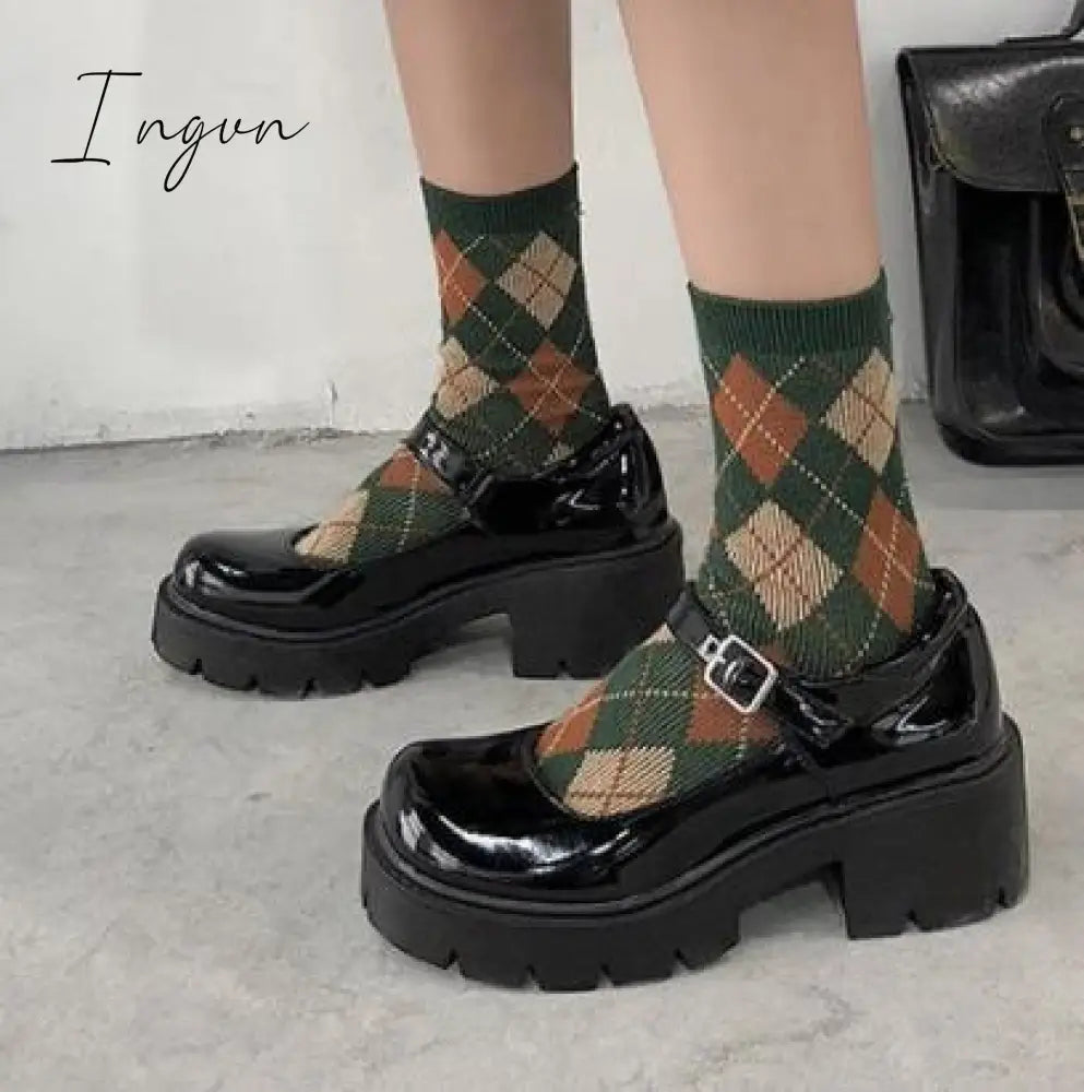 Ingvn - Vintage Mary Jane Patent Leather Shoes Boots