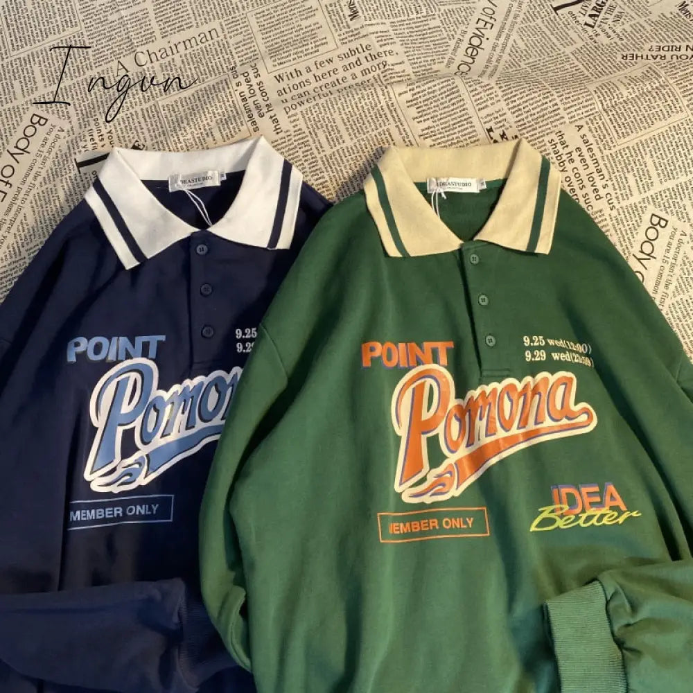 Ingvn - Vintage Oversized Letter Print Sweatshirt Sweatshirts