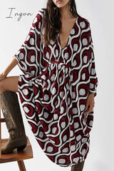Ingvn - Vintage Vacation Geometric Print Contrast Swimwears Cover Up Swimwears/Cover-Ups & Beach