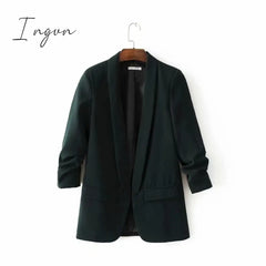 Ingvn - White Blazer Women Suits Spring Summer Three Quarter Sleeve Thin Jacket Leisure Pink Green