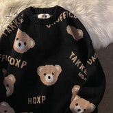 Ingvn - Winter Women Fashion 3 Colors Oversized Teddy Bear Knitted Sweater Vintage O Neck Long
