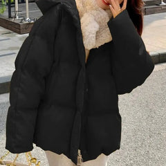 Ingvn - Winter Women’s Hooded Zipper Loose Down Jacket Solid Color Short Wild Korean Version Of