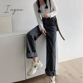 Ingvn - Woman Jeans High Waist Clothes Wide Leg Denim Clothing Blue Streetwear Vintage Quality