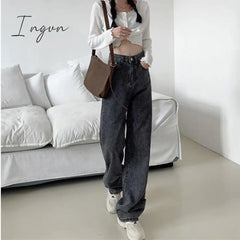 Ingvn - Woman Jeans High Waist Clothes Wide Leg Denim Clothing Blue Streetwear Vintage Quality