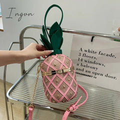 Ingvn - Women Bag 2024 Fashion Cute Pineapple Design Shoulder Originality Ladys Crossbody Metal