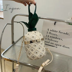 Ingvn - Women Bag 2024 Fashion Cute Pineapple Design Shoulder Originality Ladys Crossbody Metal