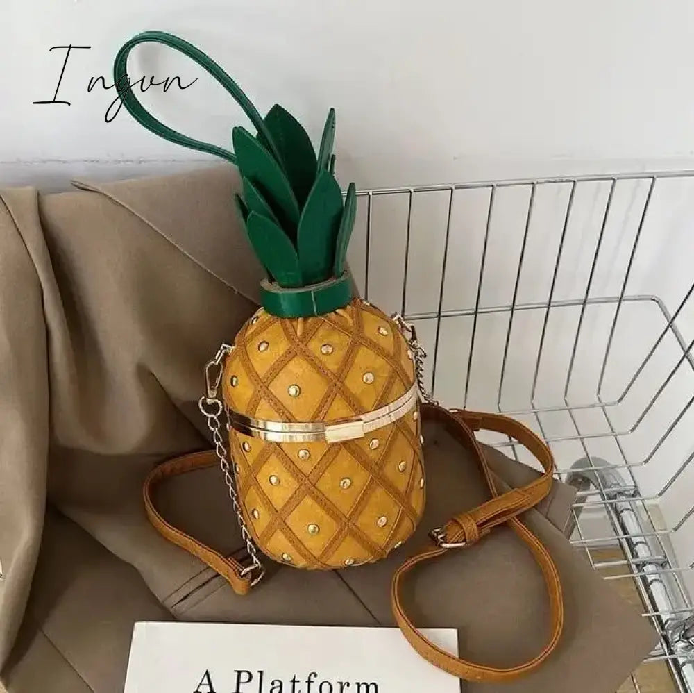 Ingvn - Women Bag 2024 Fashion Cute Pineapple Design Shoulder Originality Ladys Crossbody Metal