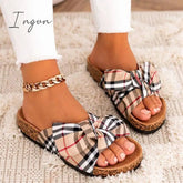 Ingvn - Women Comfy Classic Plaid Summer Sandals Khaki / 5 Slippers