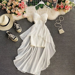 Ingvn - Women Dress Spring Summer French Elegant Sexy Gentle Temperament Female Irregular Tube Top