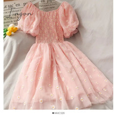 Ingvn - Women Dresses Summer Sexy V Neck Floral Print Boho Beach Dress Ruffle Short Sleeve A Line